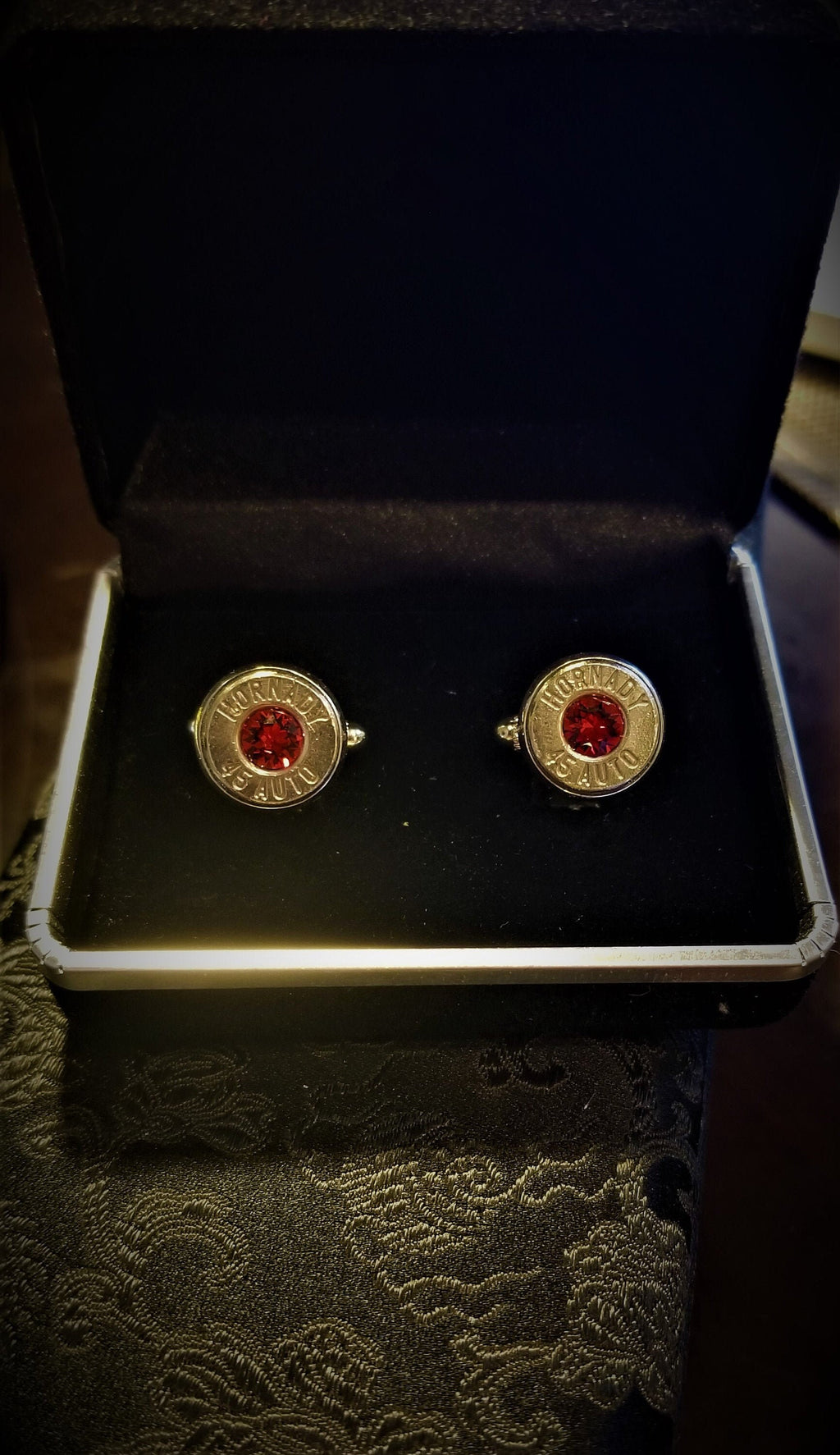 45 ACP bullet cufflinks Swarovski stone __etsy:1964165287