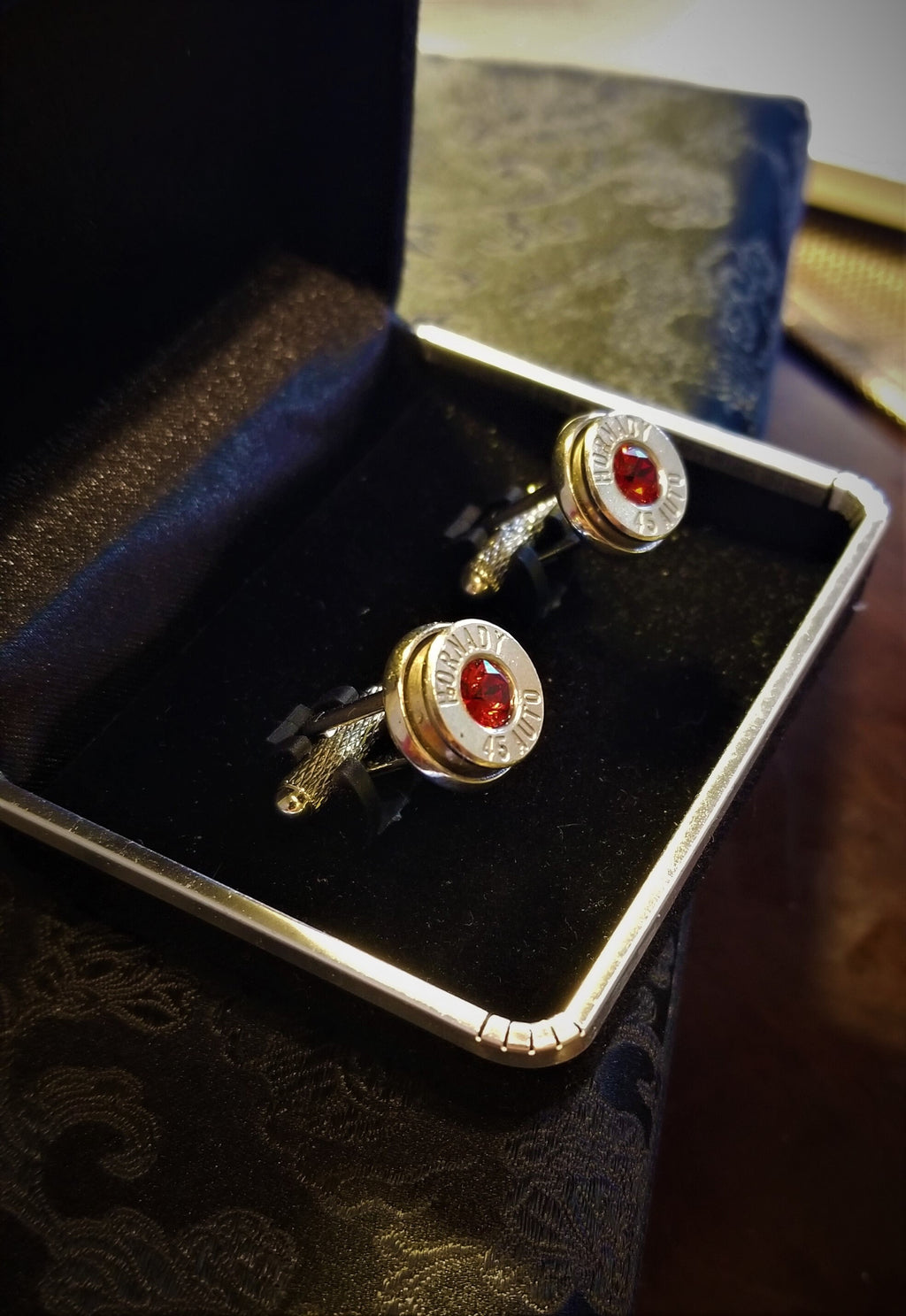 45 ACP bullet cufflinks Swarovski stone __etsy:1964164941