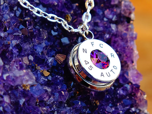 45 ACP bullet jewel necklace pendant Swarovski amethyst Ultra Line __etsy:2007368771
