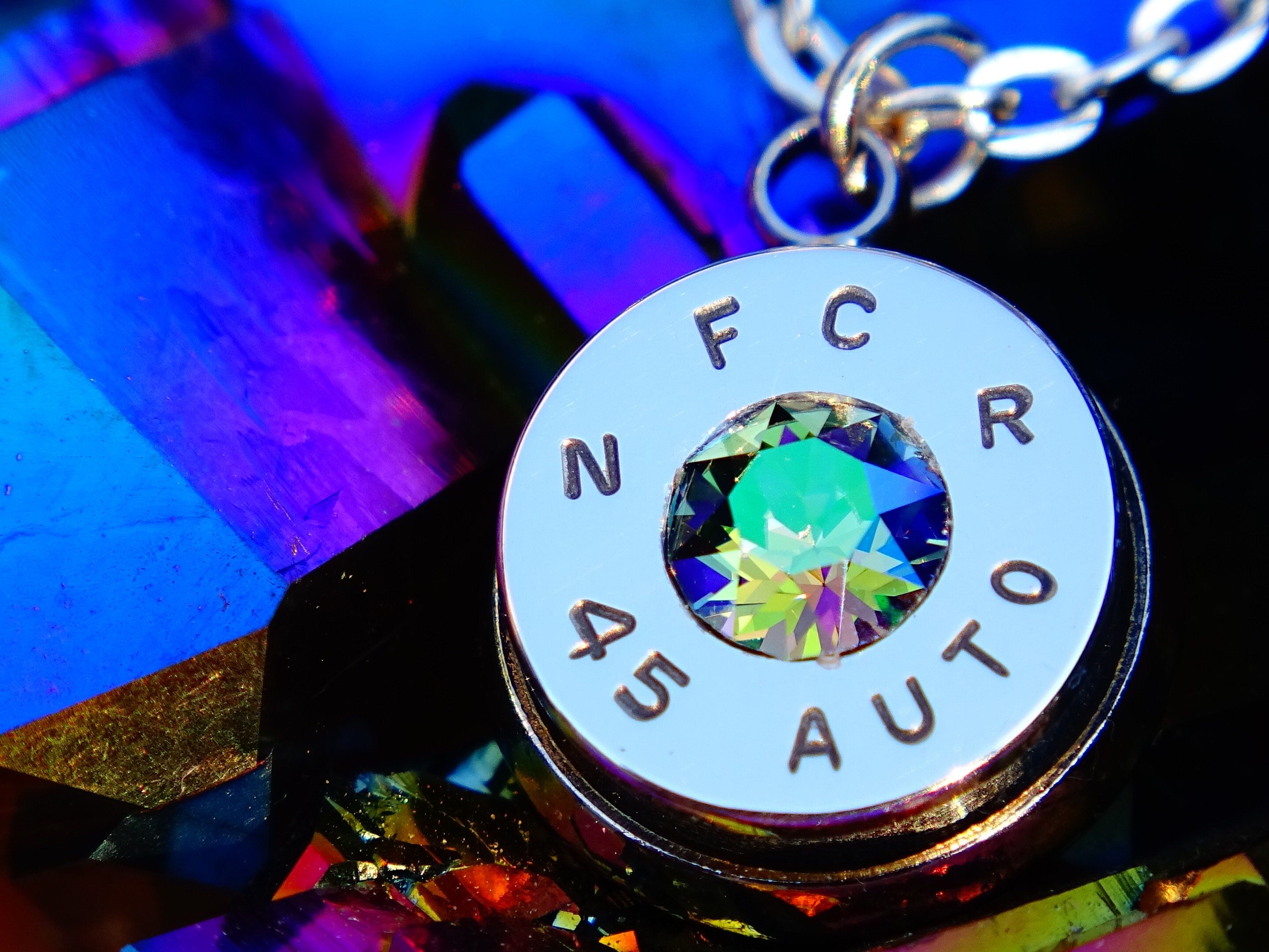 45 ACP bullet jewel necklace pendant Swarovski crystal alexandrite Ultra Line __etsy:2014792725