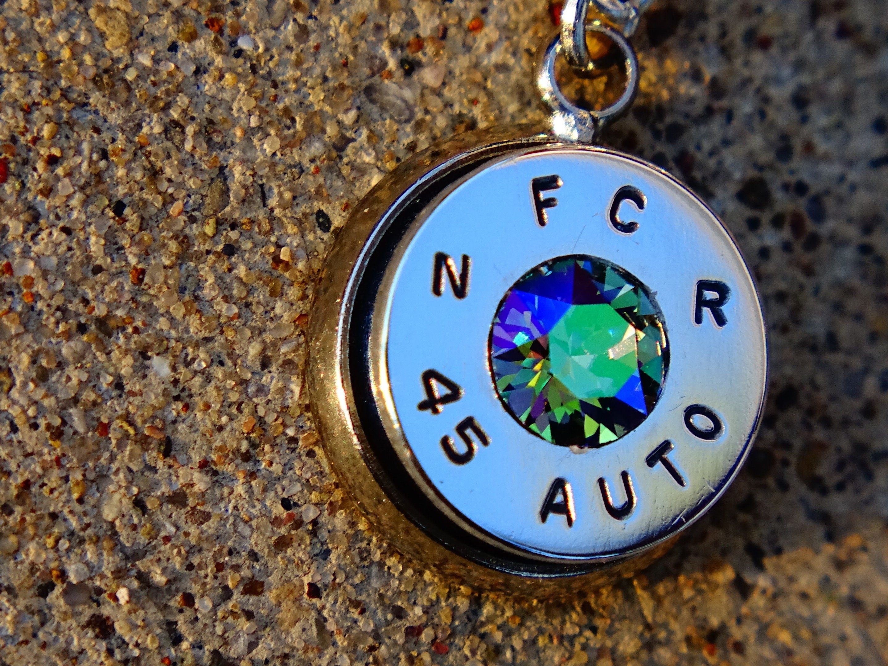 45 ACP bullet jewel necklace pendant Swarovski crystal alexandrite Ultra Line __etsy:2014792995