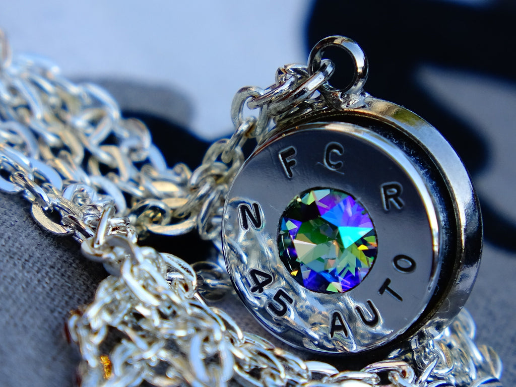 45 ACP bullet jewel necklace pendant Swarovski crystal alexandrite Ultra Line __etsy:2014793125