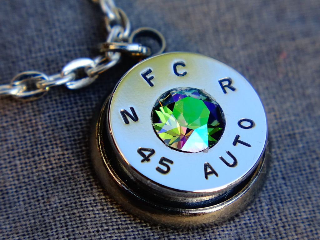 45 ACP bullet jewel necklace pendant Swarovski crystal alexandrite Ultra Line __etsy:2014793269