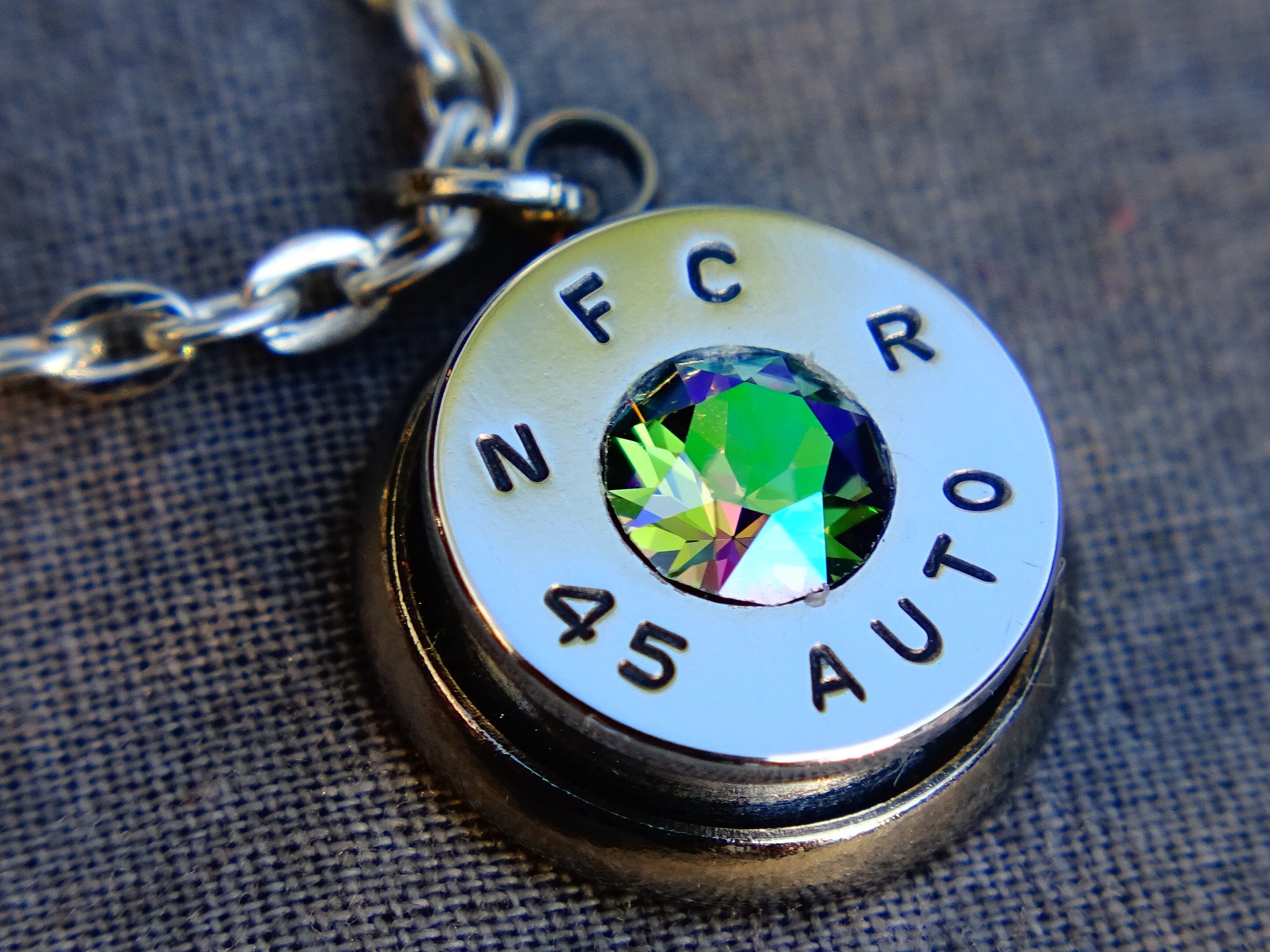 45 ACP bullet jewel necklace pendant Swarovski crystal alexandrite Ultra Line __etsy:2014793269