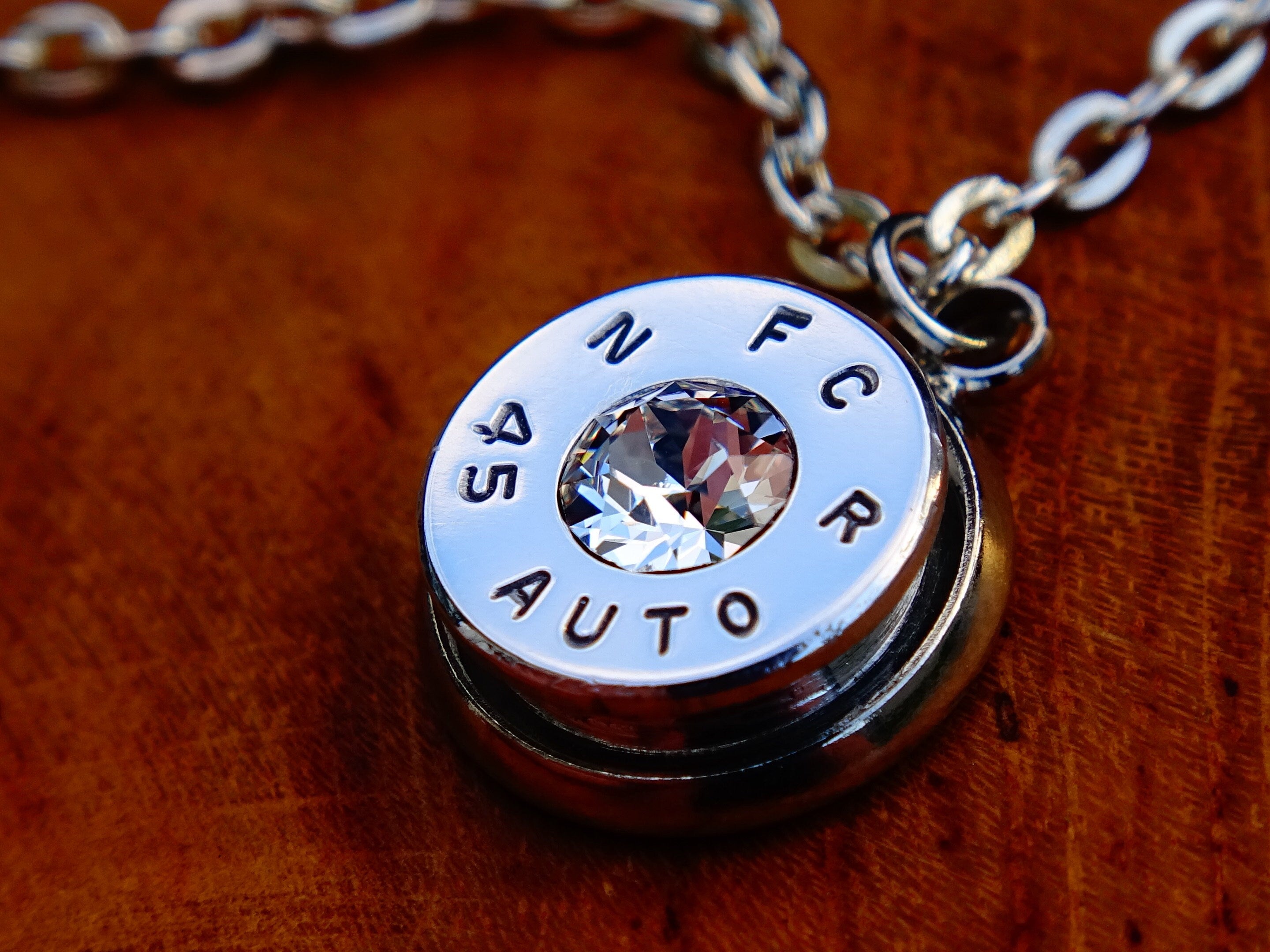 45 ACP bullet jewel necklace pendant Swarovski crystal cubic zirconia Ultra Line __etsy:2007374703