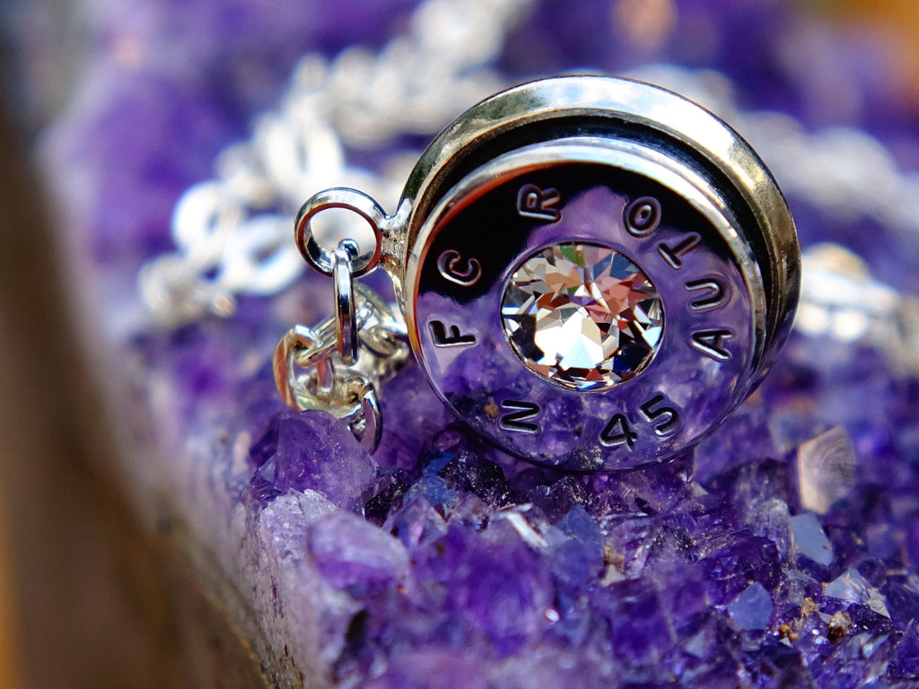45 ACP bullet jewel necklace pendant Swarovski crystal cubic zirconia Ultra Line __etsy:2007374973