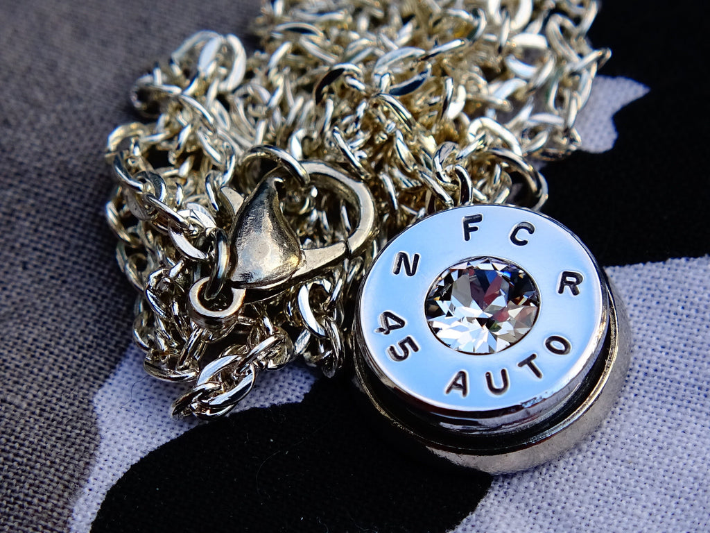 45 ACP bullet jewel necklace pendant Swarovski crystal cubic zirconia Ultra Line __etsy:1959839360