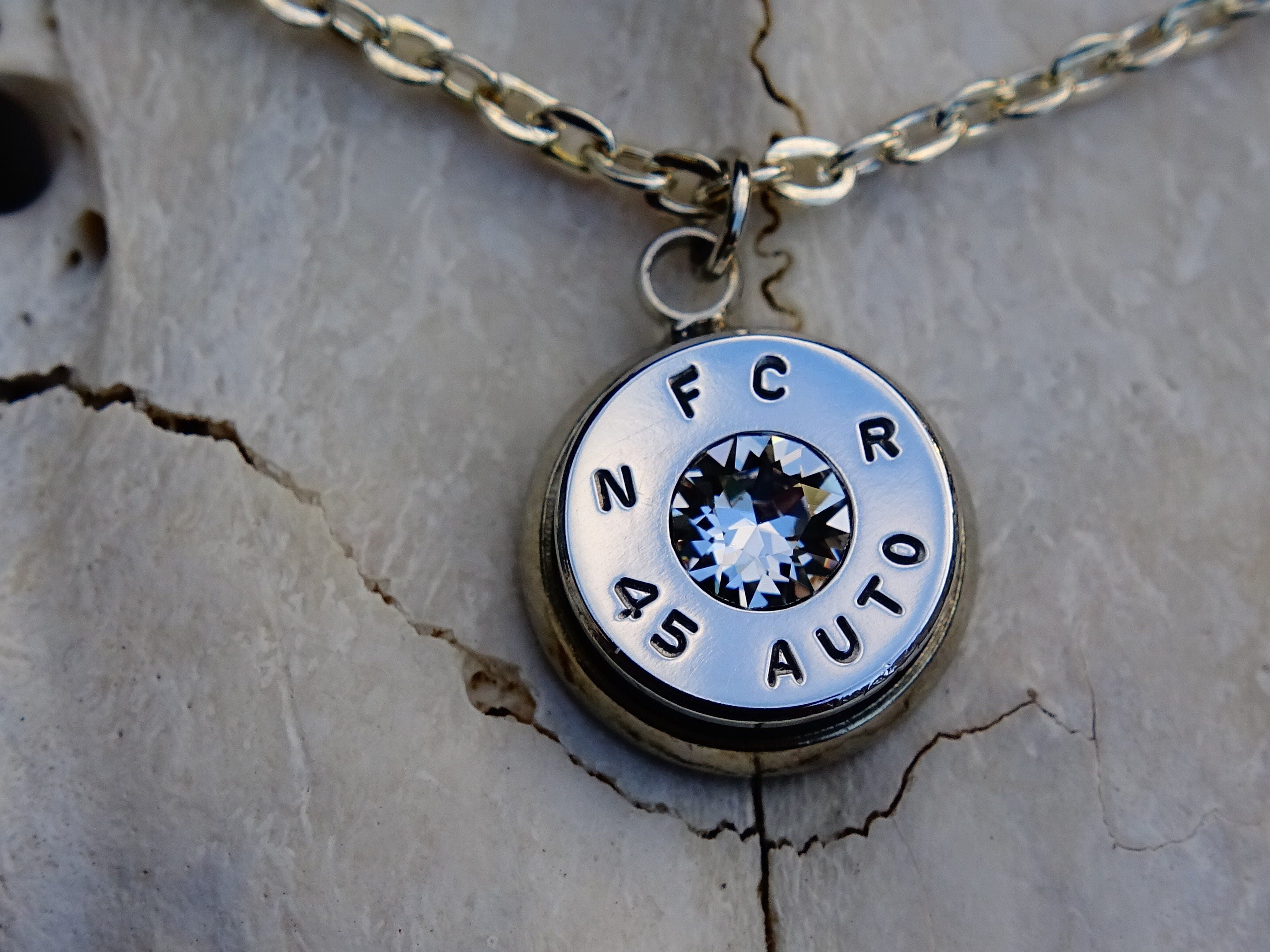 45 ACP bullet jewel necklace pendant Swarovski crystal cubic zirconia Ultra Line __etsy:1959839610