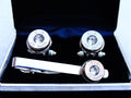 45 ACP cufflinks and tie clip silver tone set clear x7 sets + engaveing __etsy:2173094165