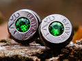 45 ACP gun metal bullet cufflinks green swarovski __etsy:2125524110