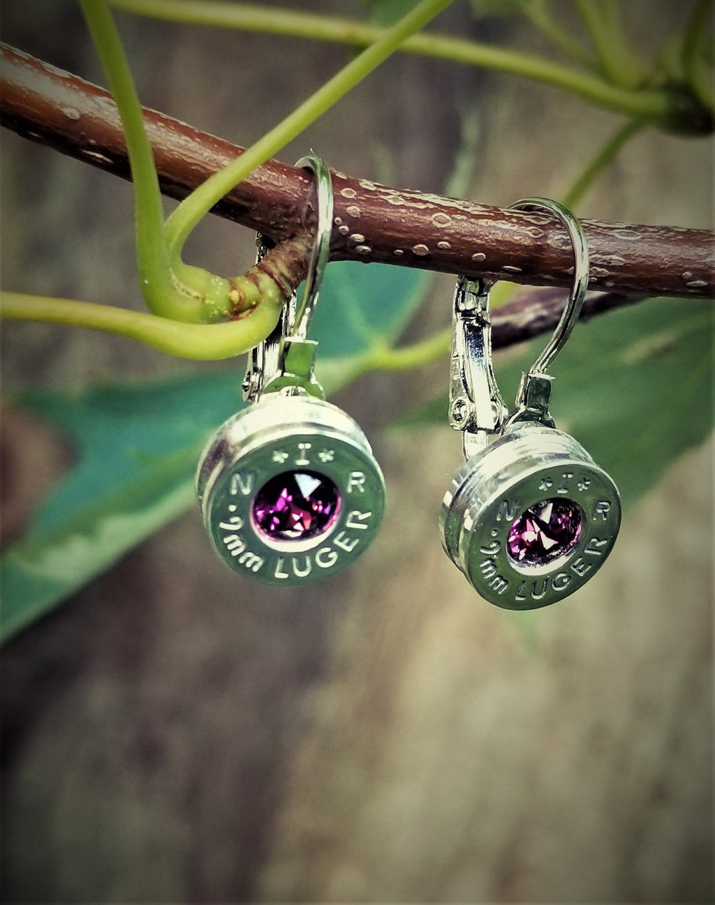 Amethyst French Clip 9mm Bullet Earrings __etsy:1923935774