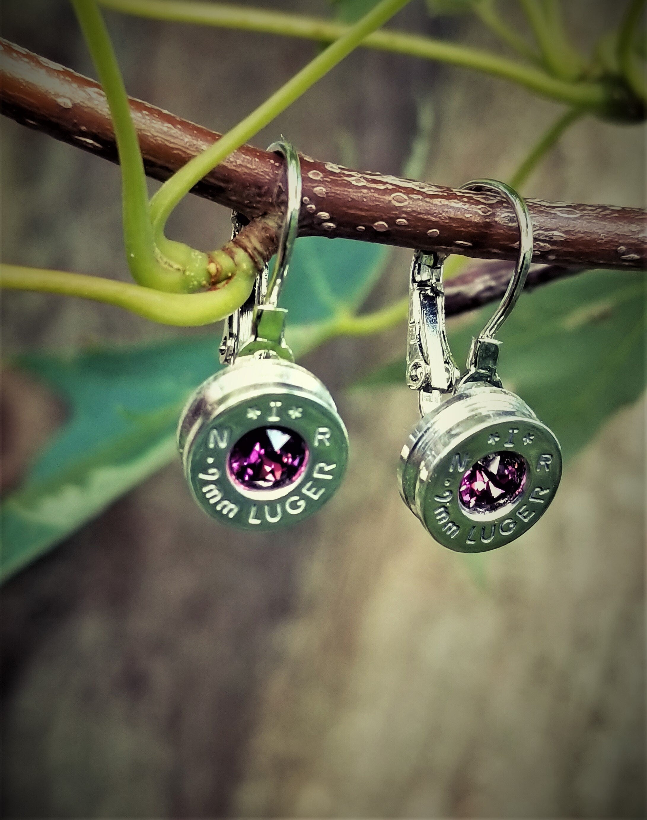 Amethyst French Clip 9mm Bullet Earrings __etsy:1923935774