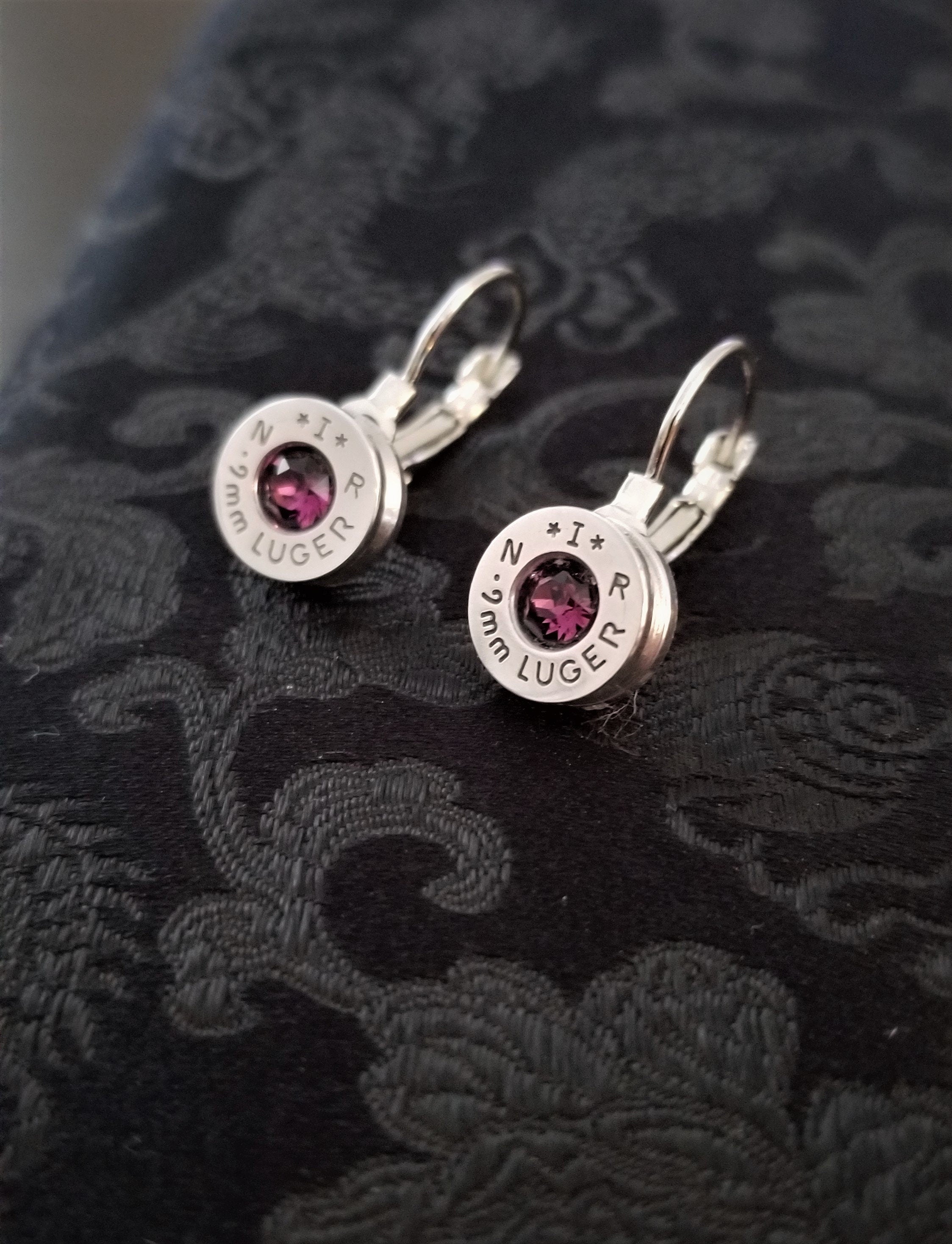 Amethyst French Clip 9mm Bullet Earrings __etsy:1971478867