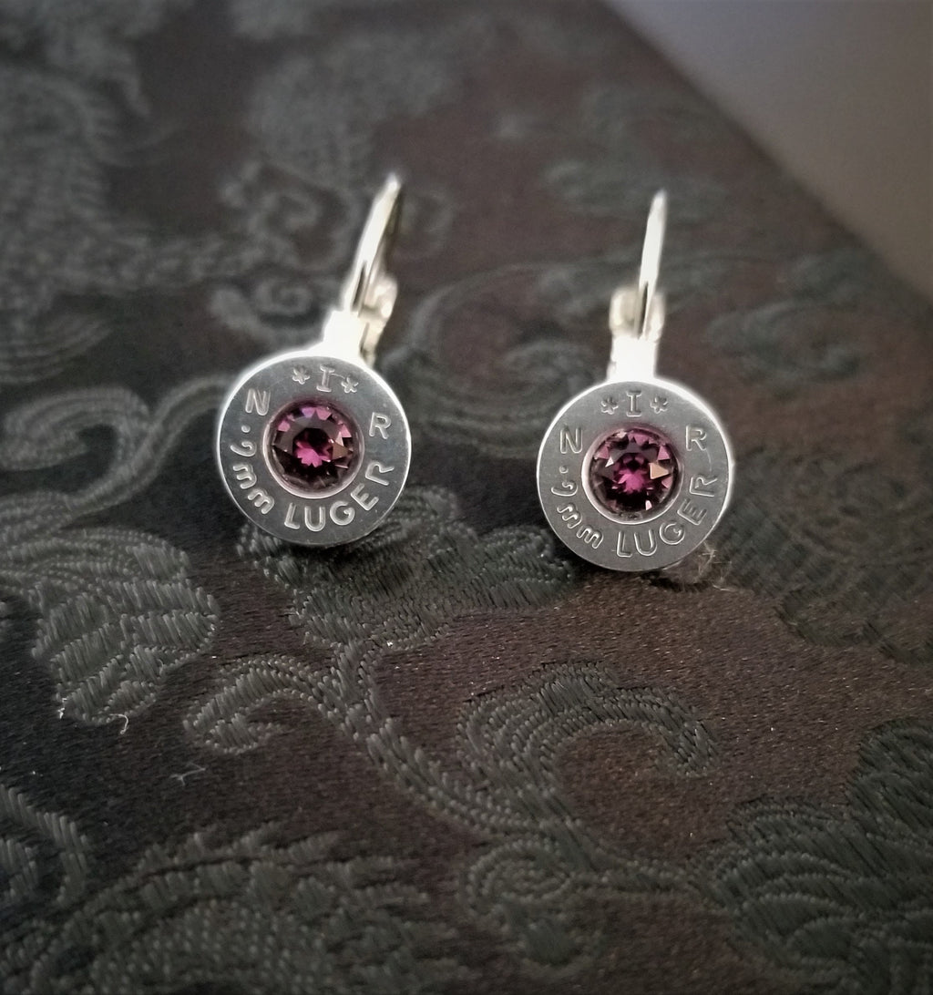 Amethyst French Clip 9mm Bullet Earrings __etsy:1971478983