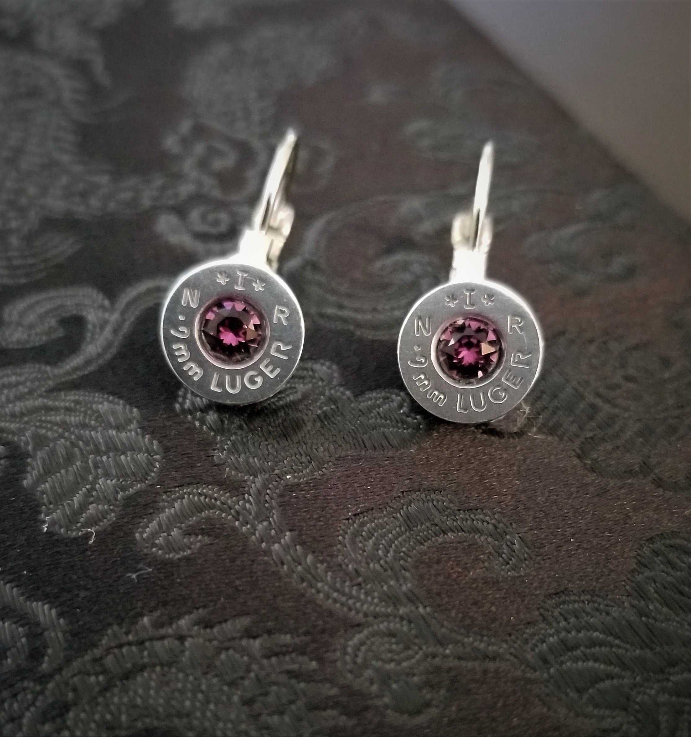 Amethyst French Clip 9mm Bullet Earrings __etsy:1971478983