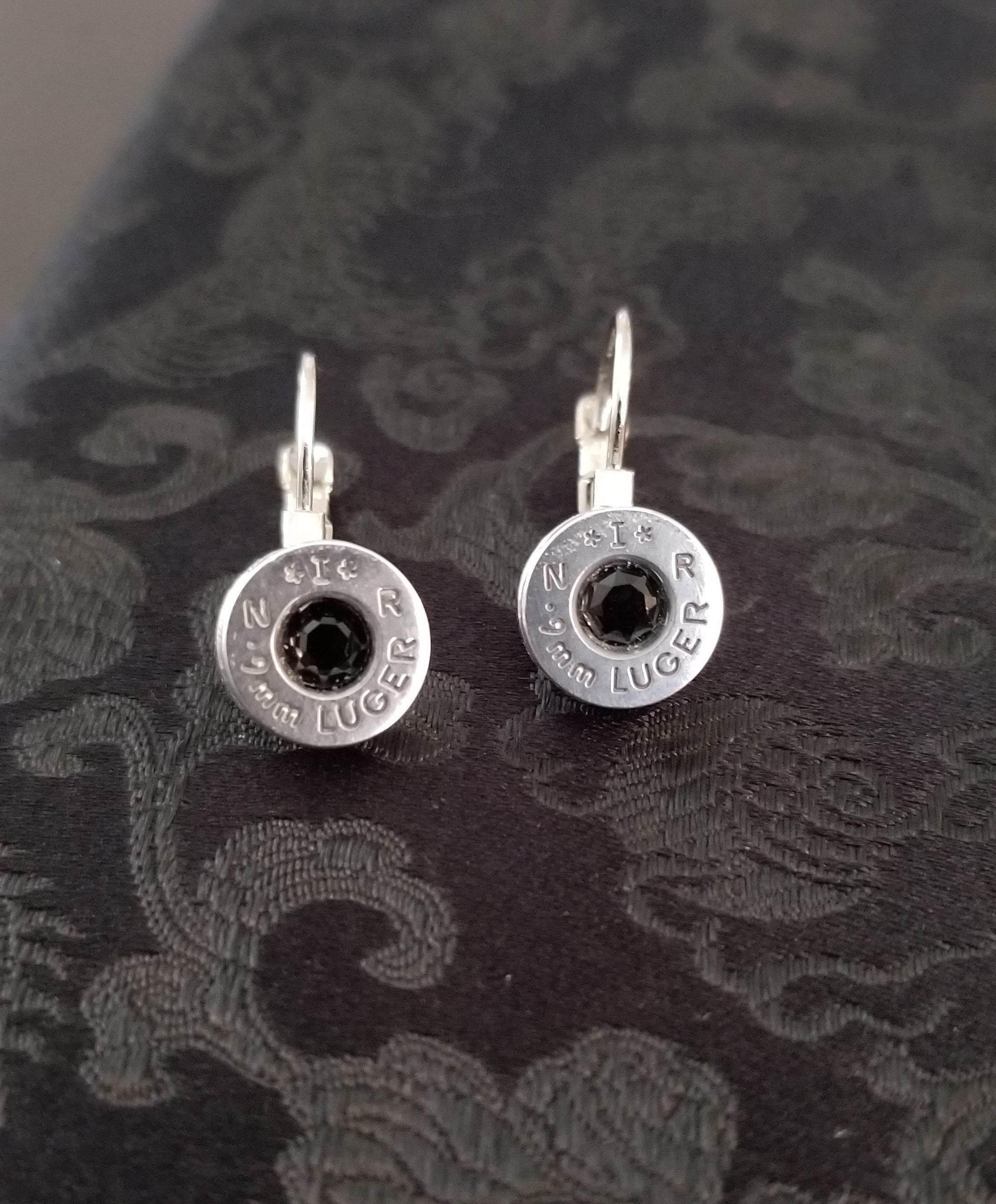 Black Onyx 9mm Bullet French Clip Earrings __etsy:1971522373