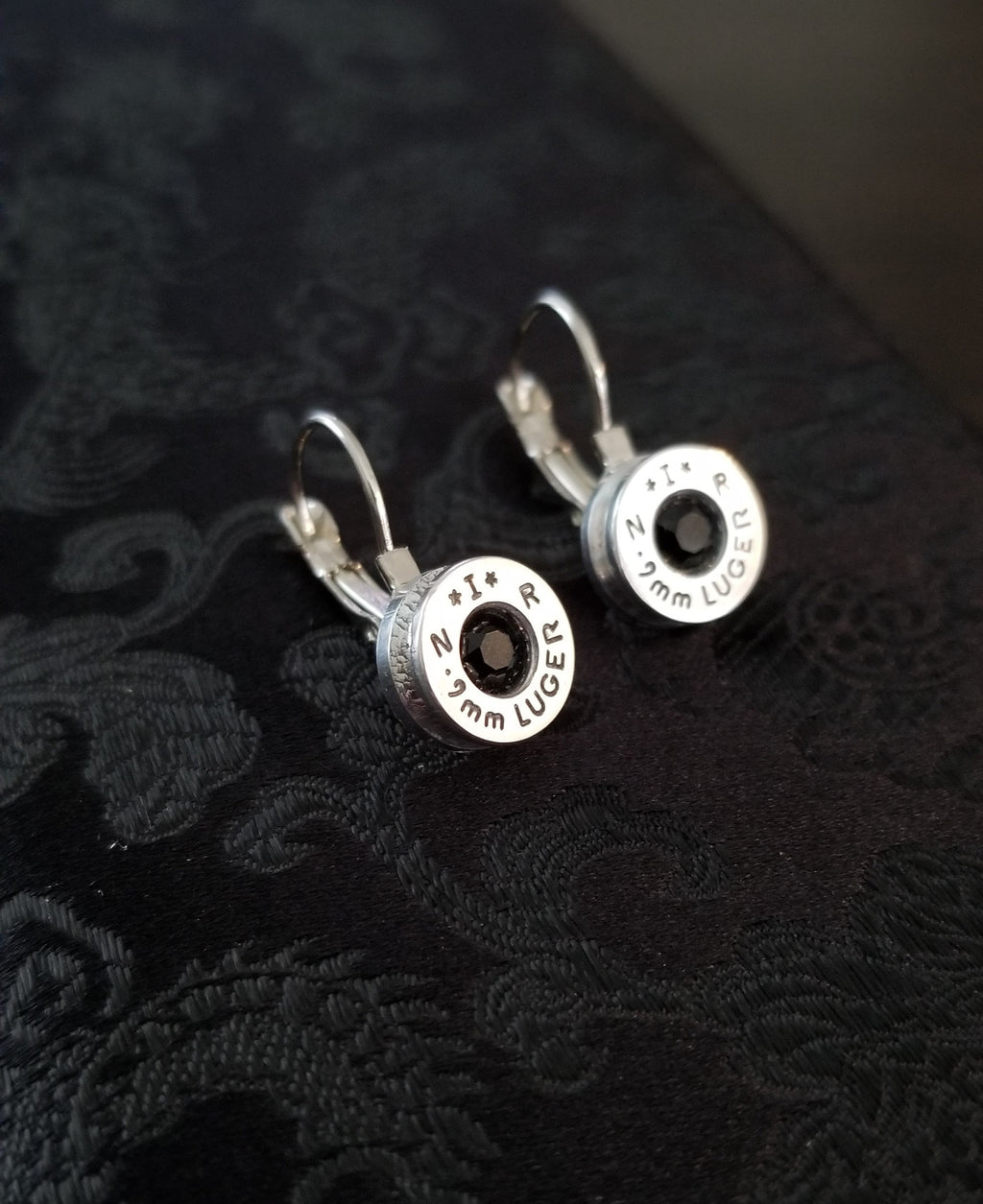 Black Onyx 9mm Bullet French Clip Earrings __etsy:1923986524