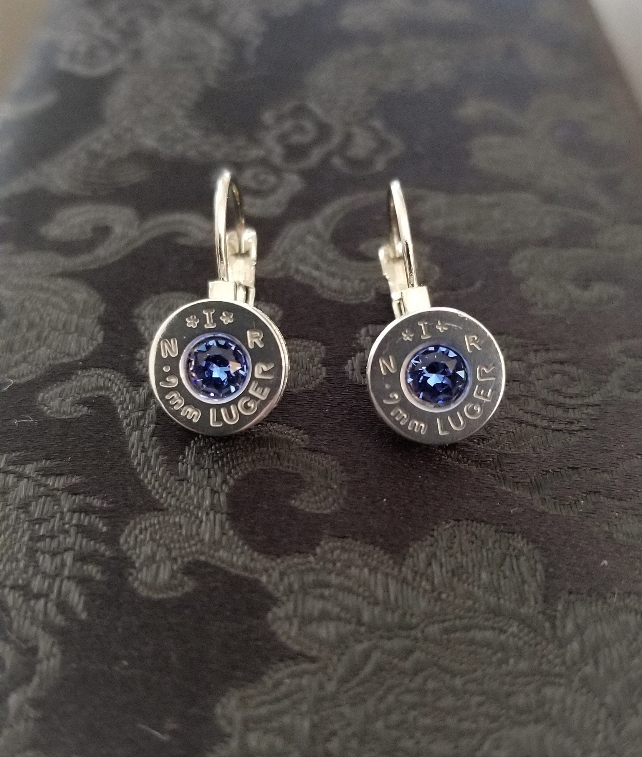 Blue 9mm Bullet French Clip Earrings __etsy:1971506137