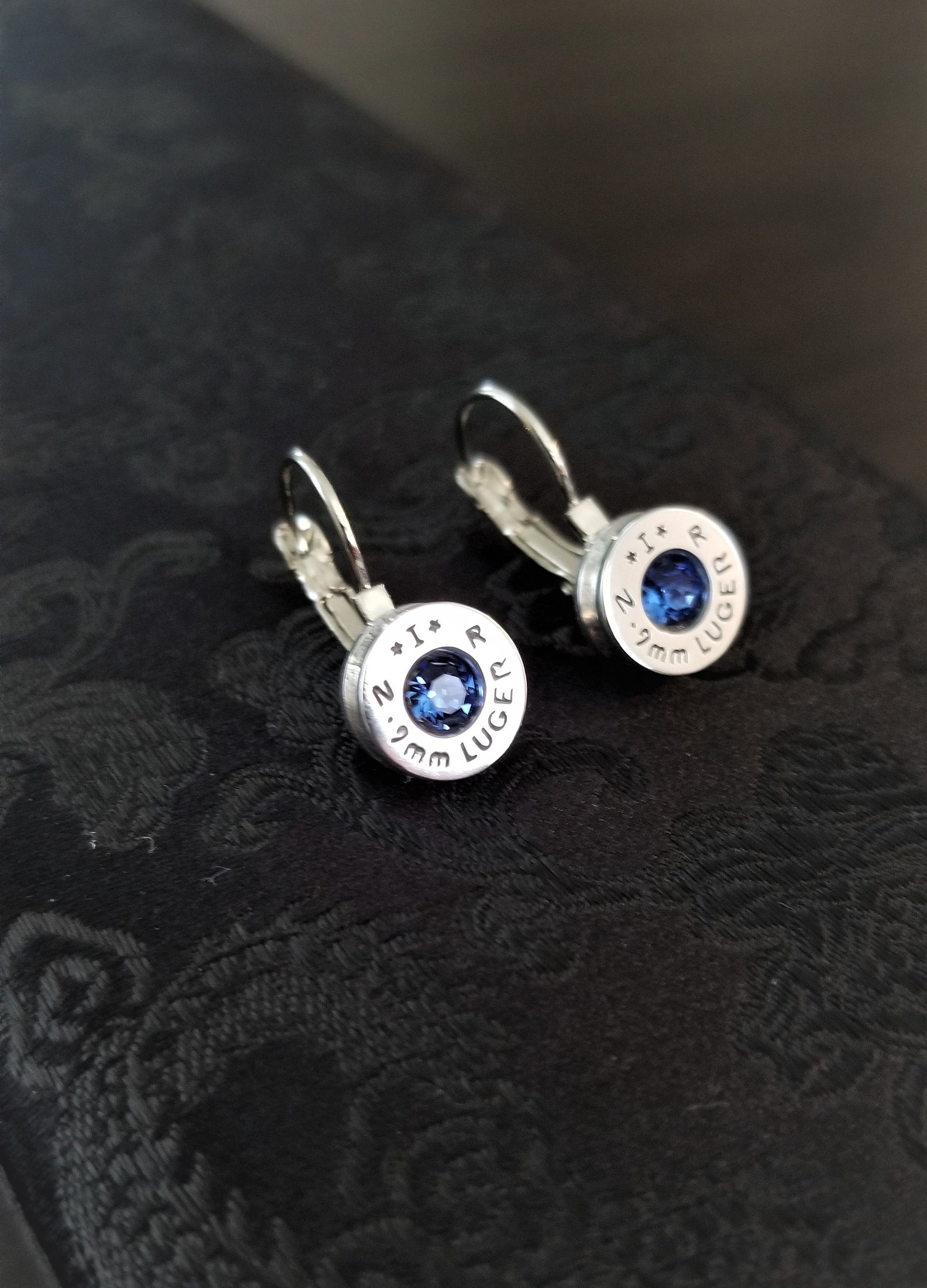 Blue 9mm Bullet French Clip Earrings __etsy:1971504789