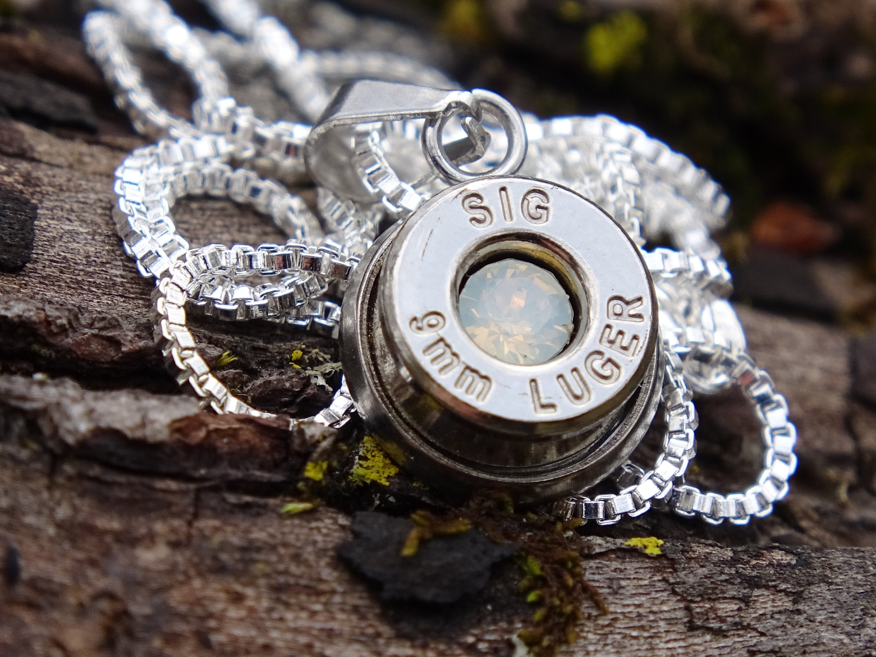 Bullet Necklace pendant 9mm opal