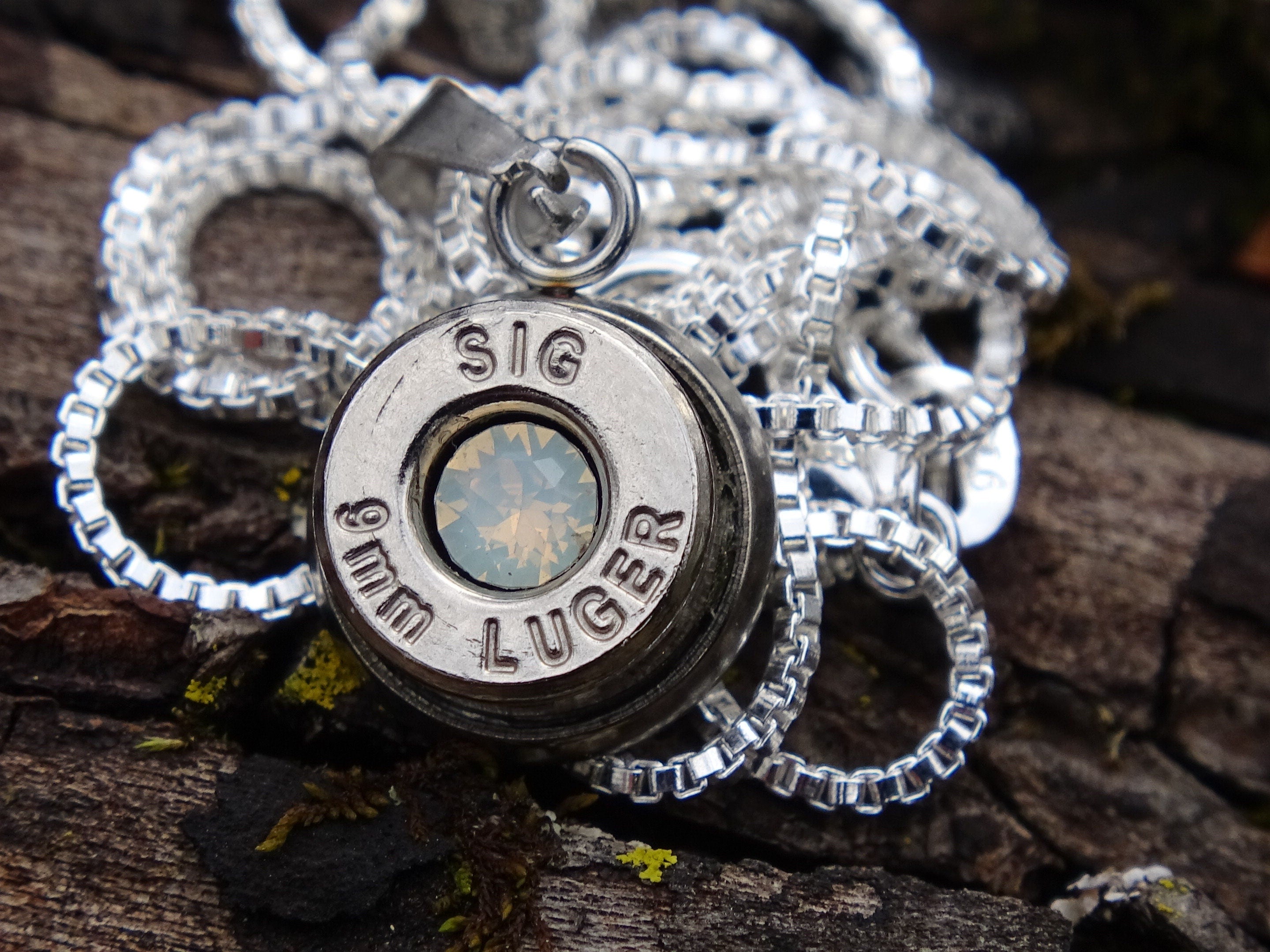 Bullet Necklace pendant 9mm opal