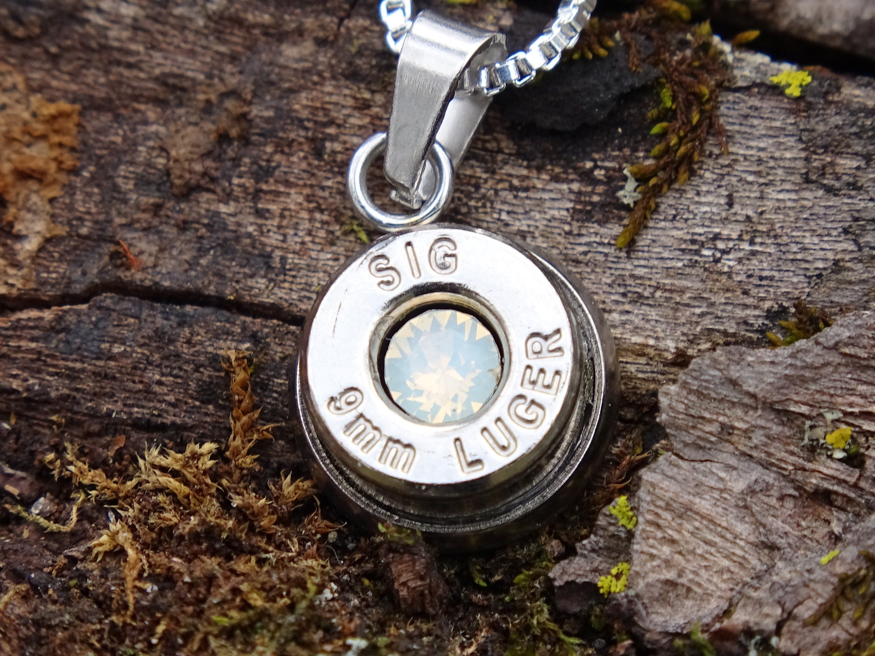 Bullet Necklace pendant 9mm opal