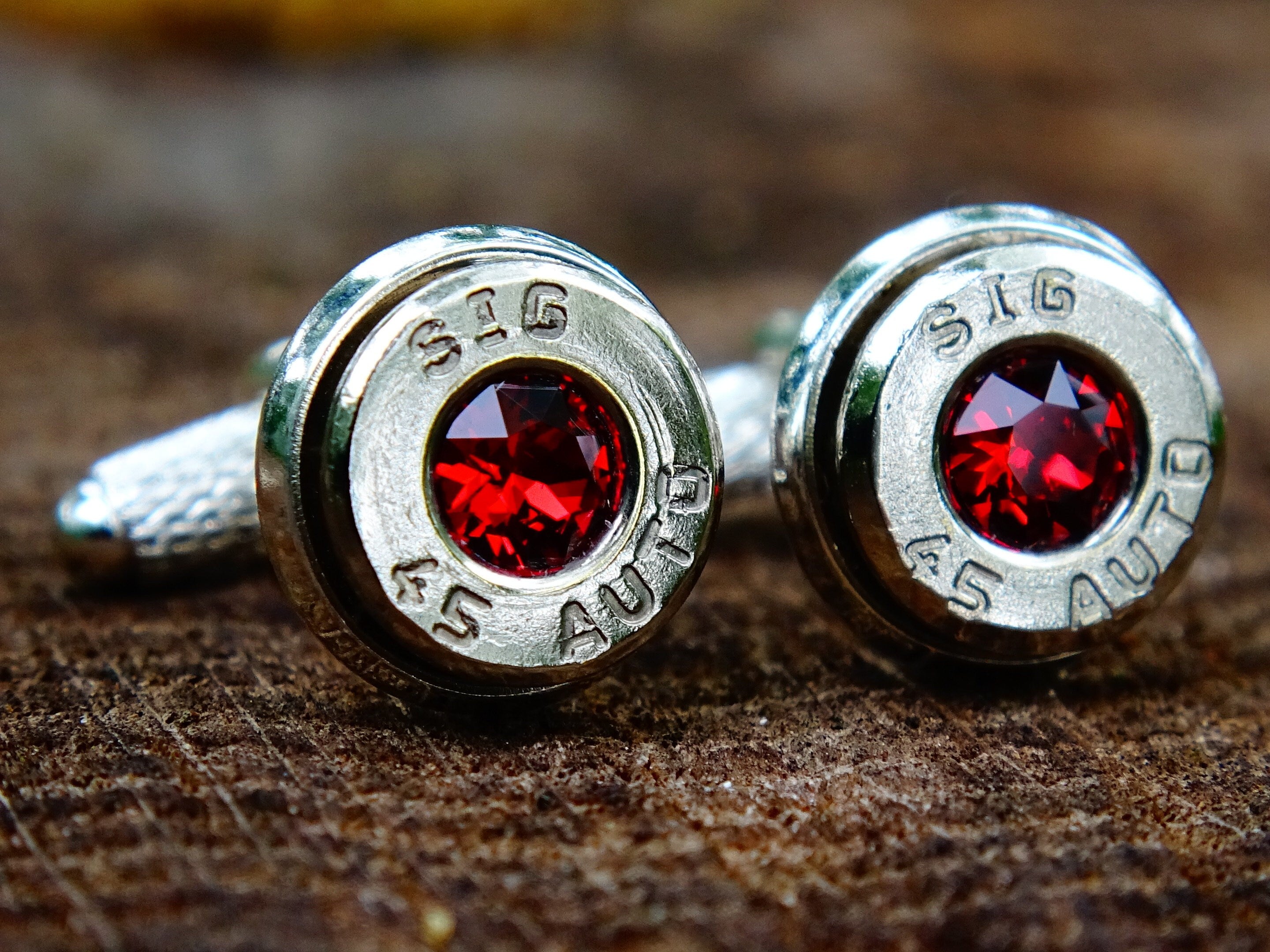 Bullet cufflinks .45 ACP garnet __etsy:2377417837