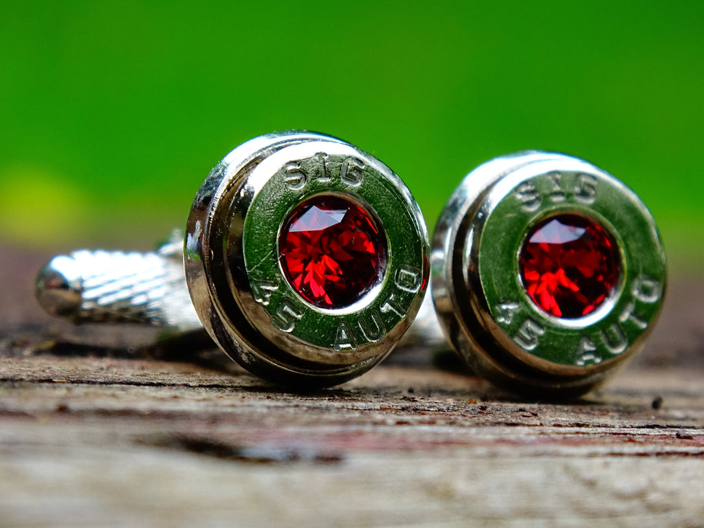 Bullet cufflinks .45 ACP garnet __etsy:2377418091