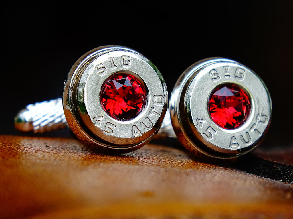 Bullet cufflinks .45 ACP garnet __etsy:2329828850