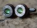 Bullet cufflinks gun metal peridot .45 ACP __etsy:2194203848