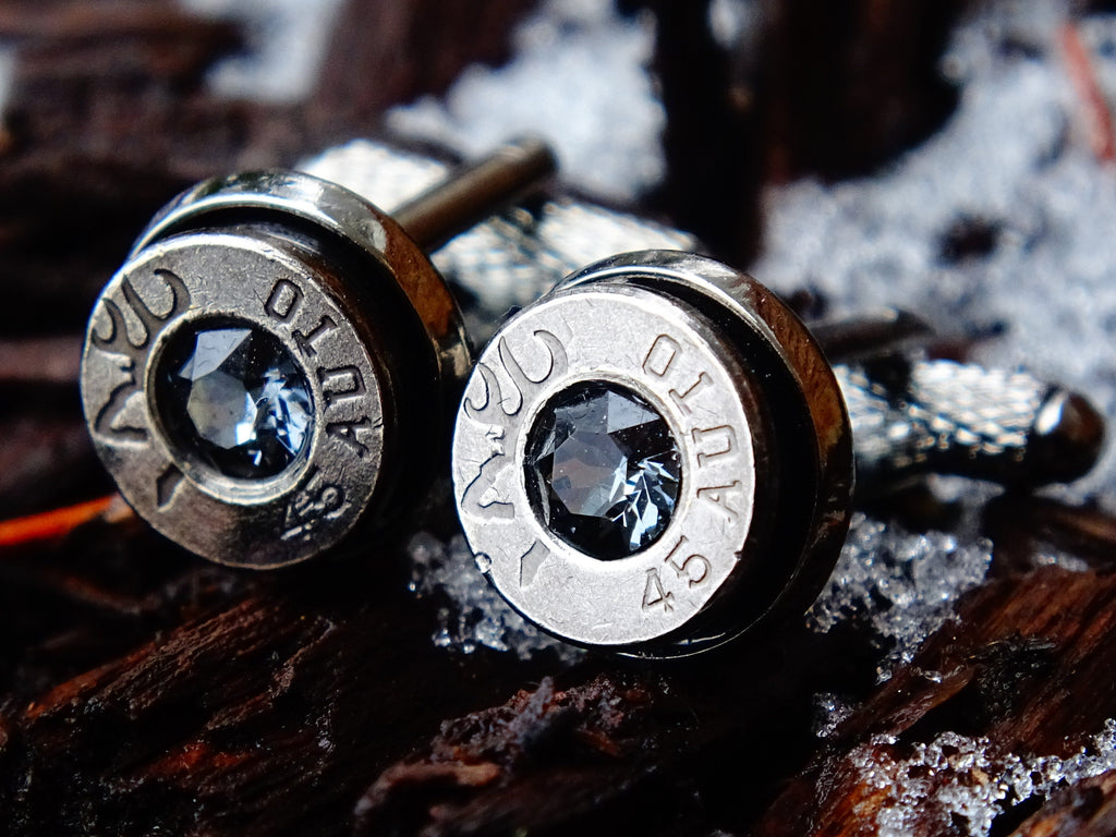 Bullet cufflinks gun metal silver night .45 ACP __etsy:2194222008