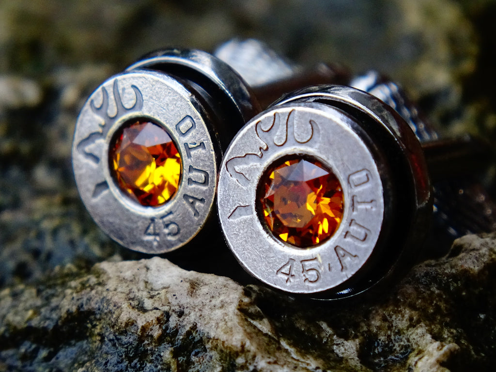 Bullet cufflinks gun metal topaz .45 ACP __etsy:2194182464