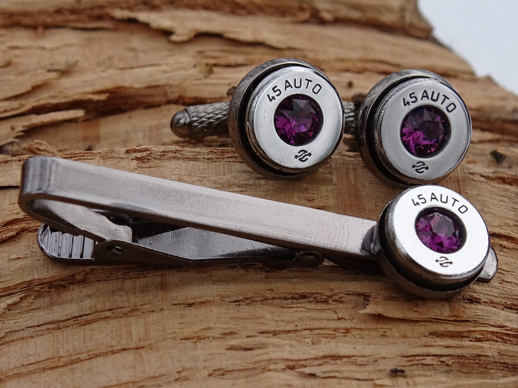 Bullet cufflinks high polished Amethyst __etsy:2821295223