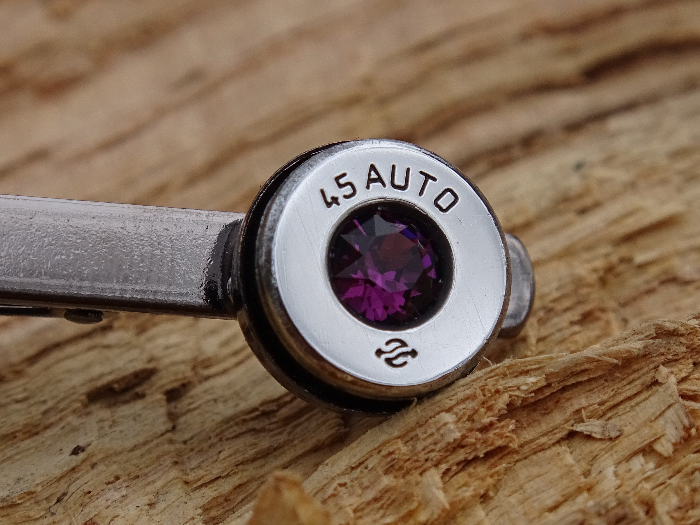 Bullet cufflinks high polished Amethyst __etsy:2821295453