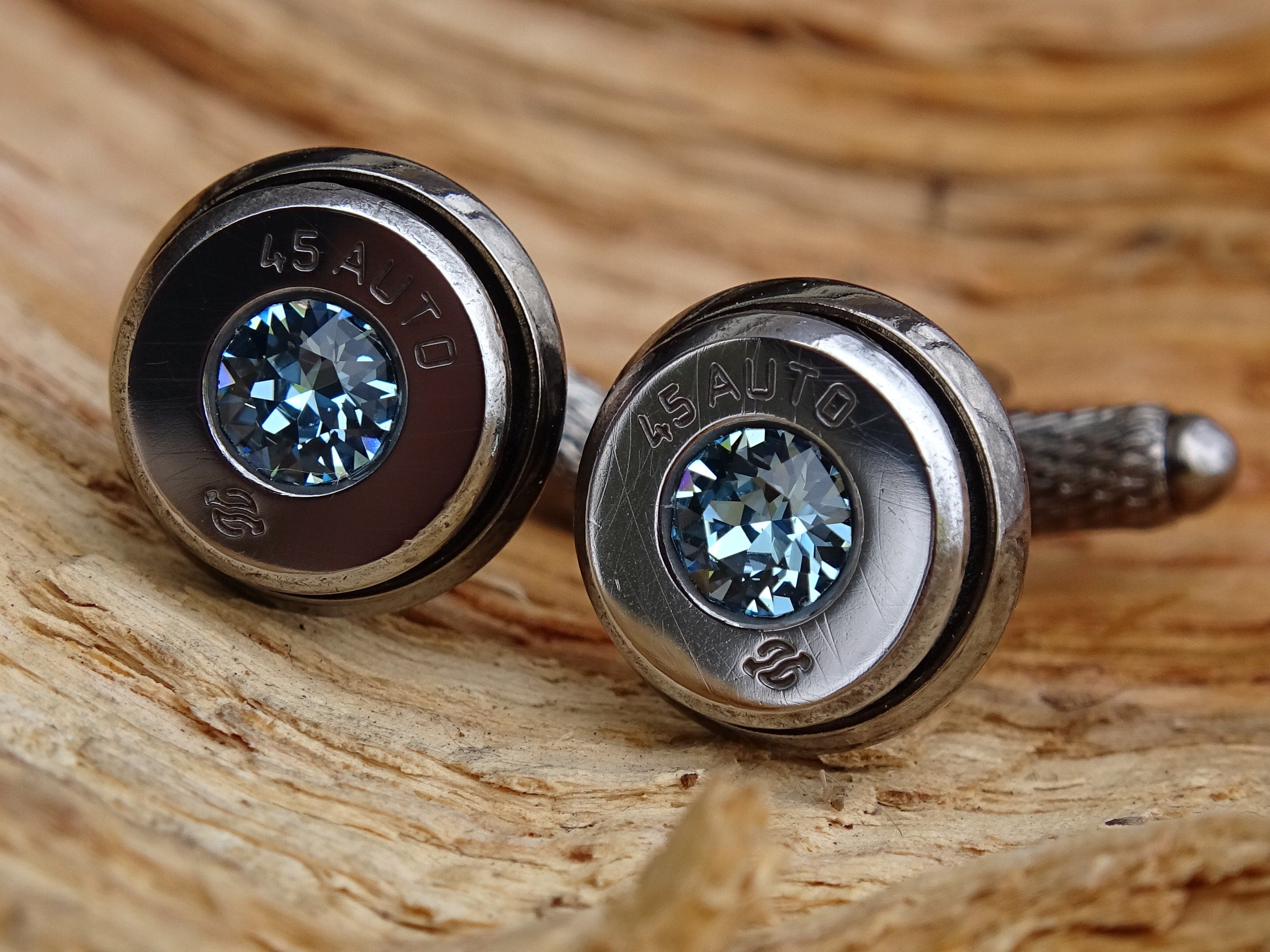 Bullet cufflinks high polished aqua marine __etsy:2821610663