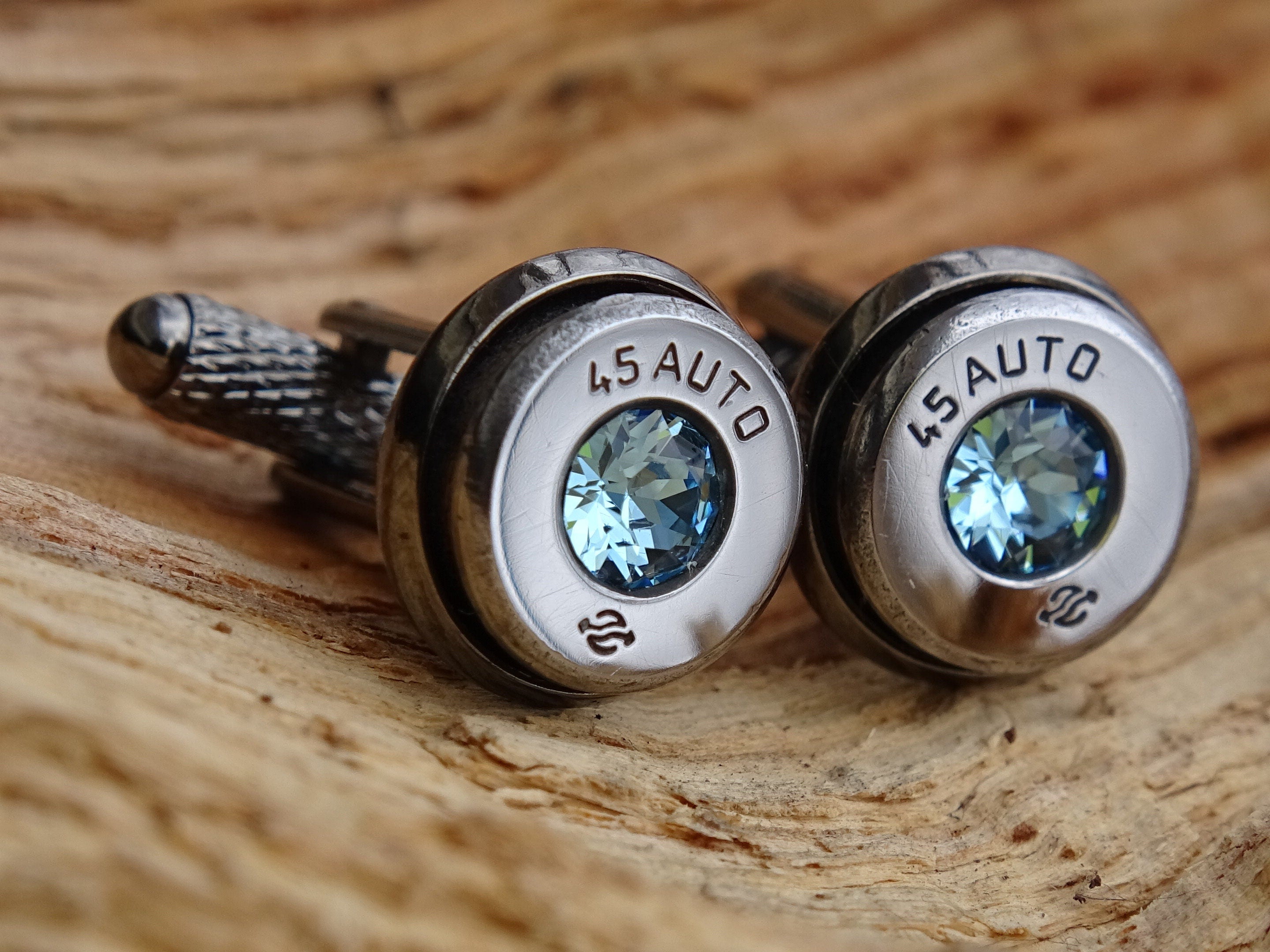 Bullet cufflinks high polished aqua marine __etsy:2821610873