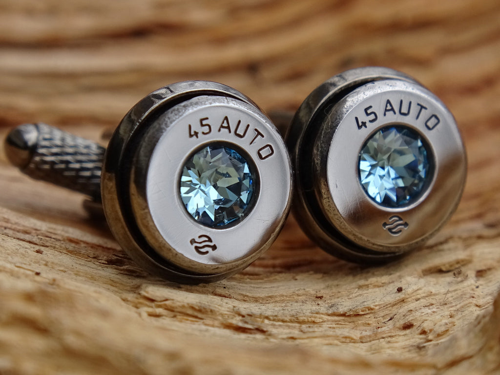 Bullet cufflinks high polished aqua marine __etsy:2773921954