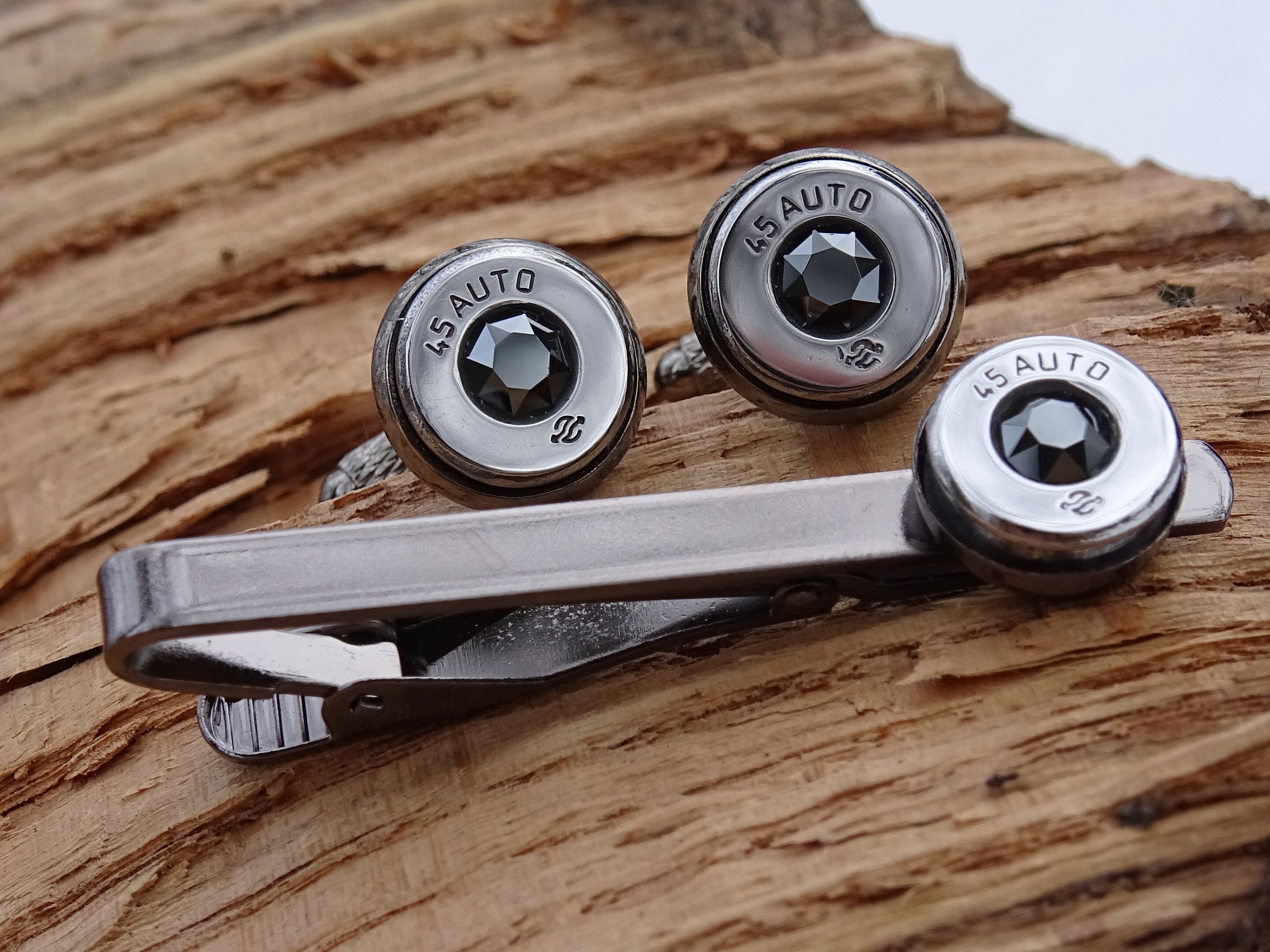 Bullet cufflinks high polished black onyx __etsy:2821309435