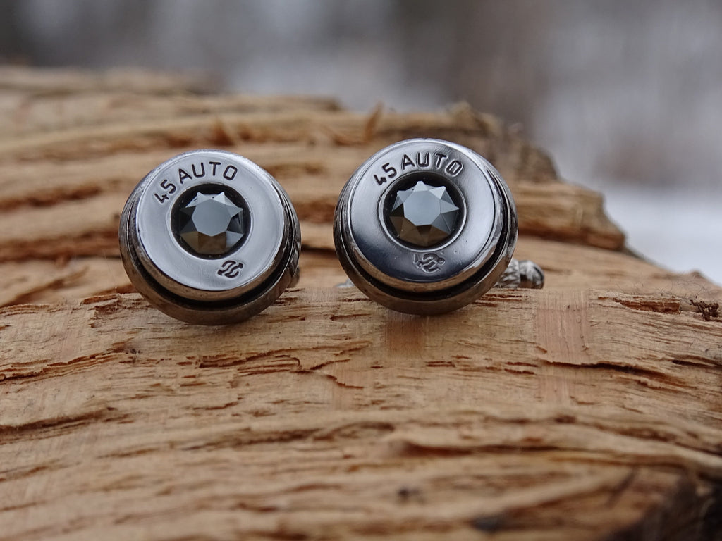 Bullet cufflinks high polished black onyx __etsy:2821310547
