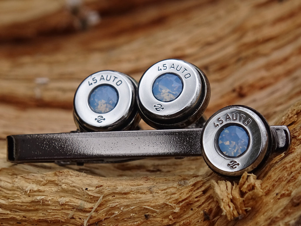 Bullet cufflinks high polished blue opal __etsy:2773978110