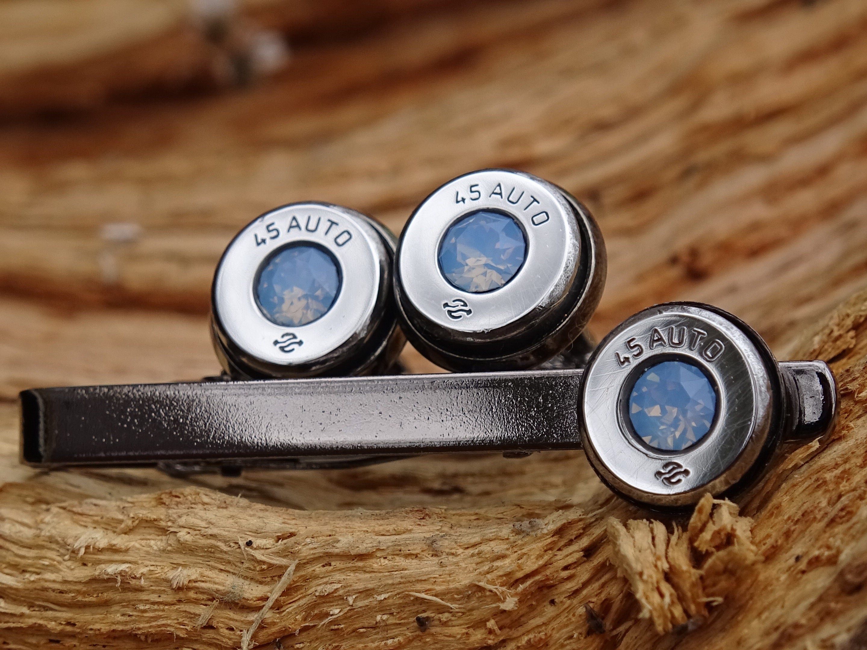 Bullet cufflinks high polished blue opal __etsy:2773978110