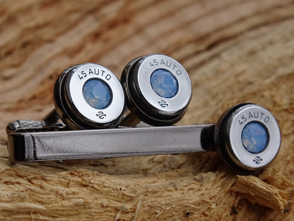 Bullet cufflinks high polished blue opal __etsy:2821660557
