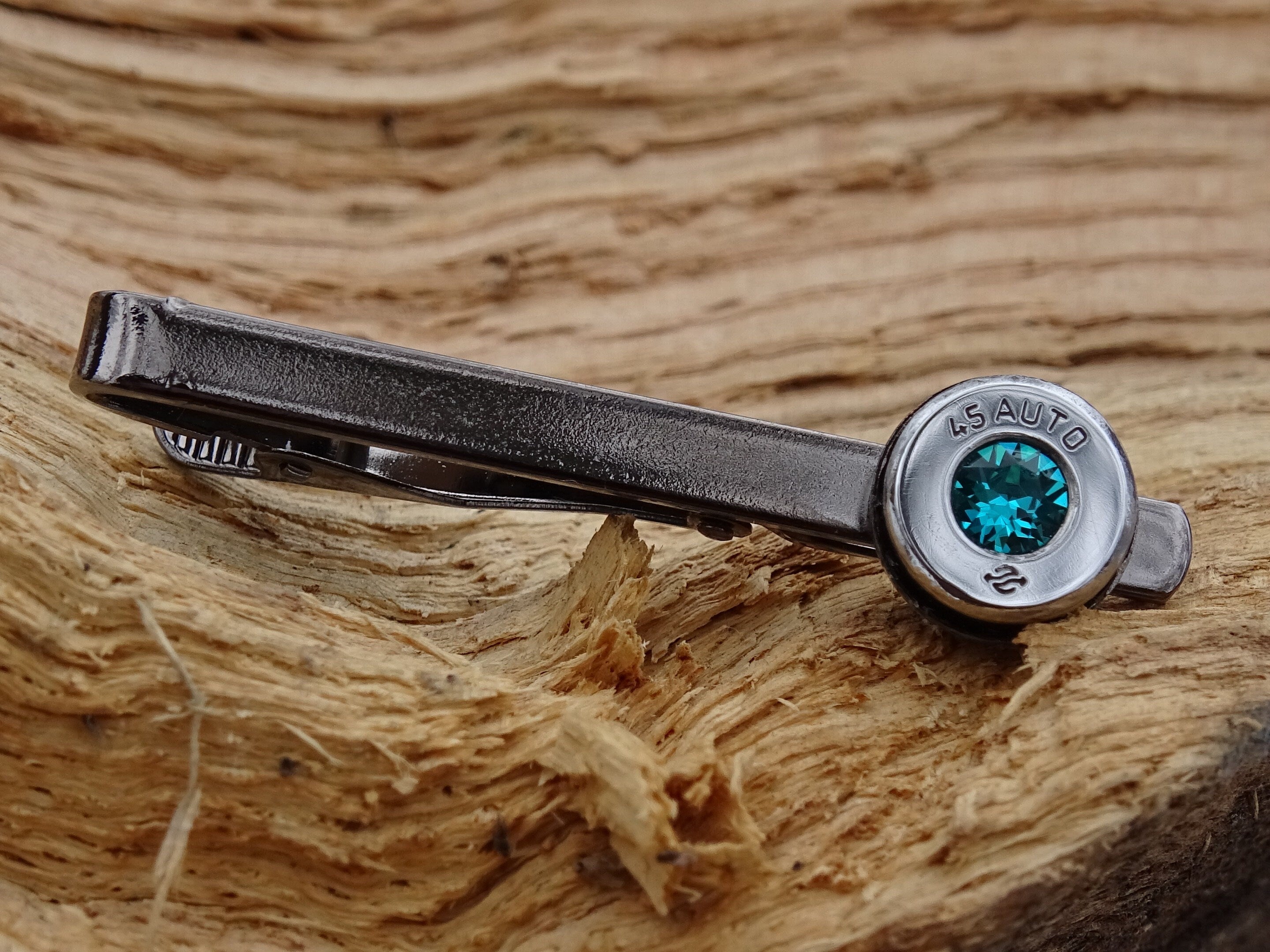 Bullet cufflinks high polished blue zircon __etsy:2821492171