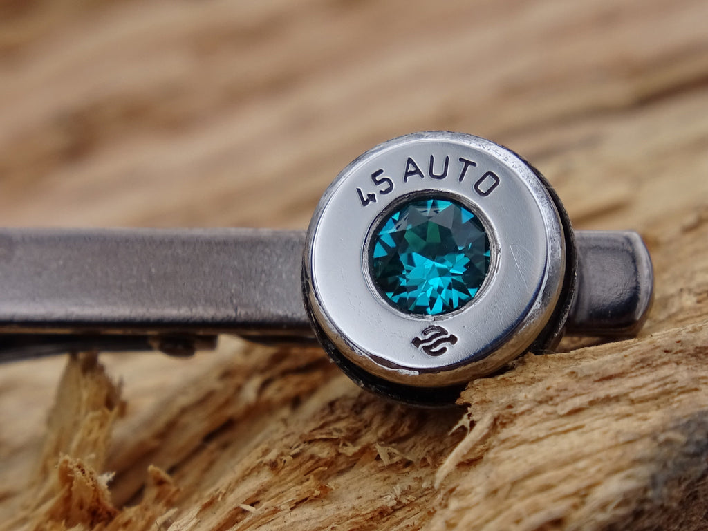 Bullet cufflinks high polished blue zircon __etsy:2821492313