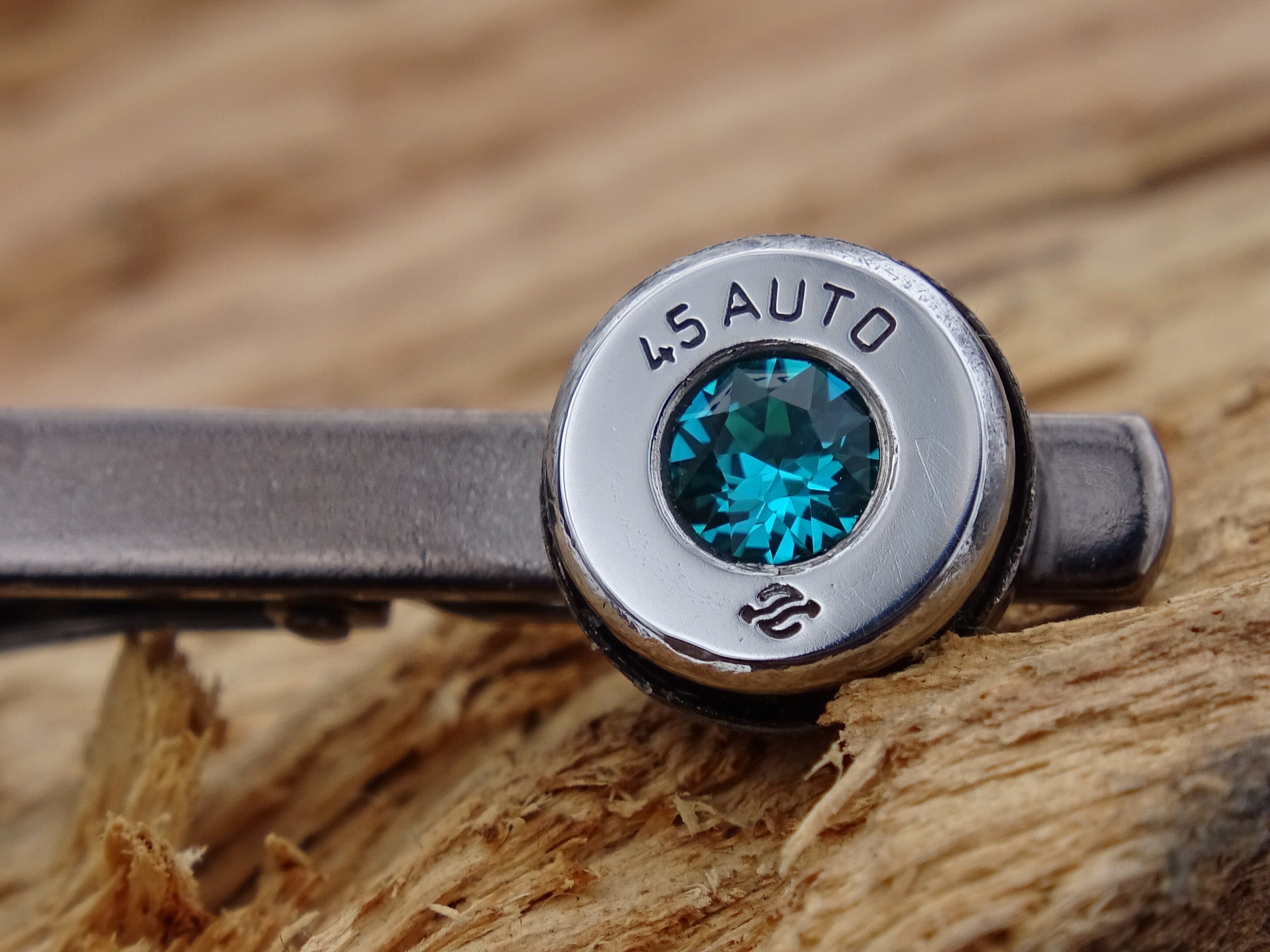Bullet cufflinks high polished blue zircon __etsy:2821492313