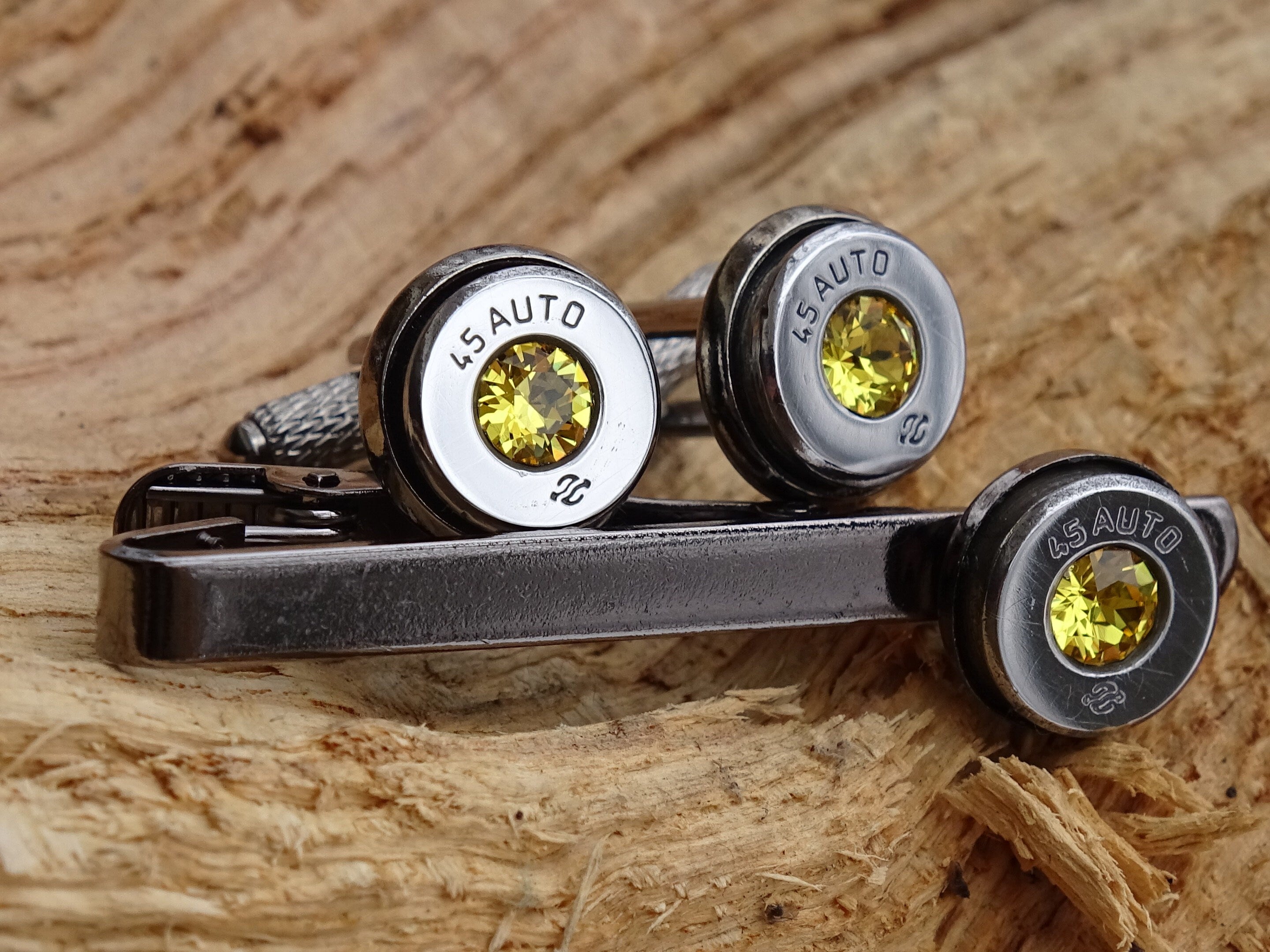 Bullet cufflinks high polished citrine __etsy:2821695515