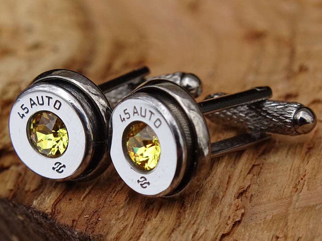 Bullet cufflinks high polished citrine __etsy:2821700443