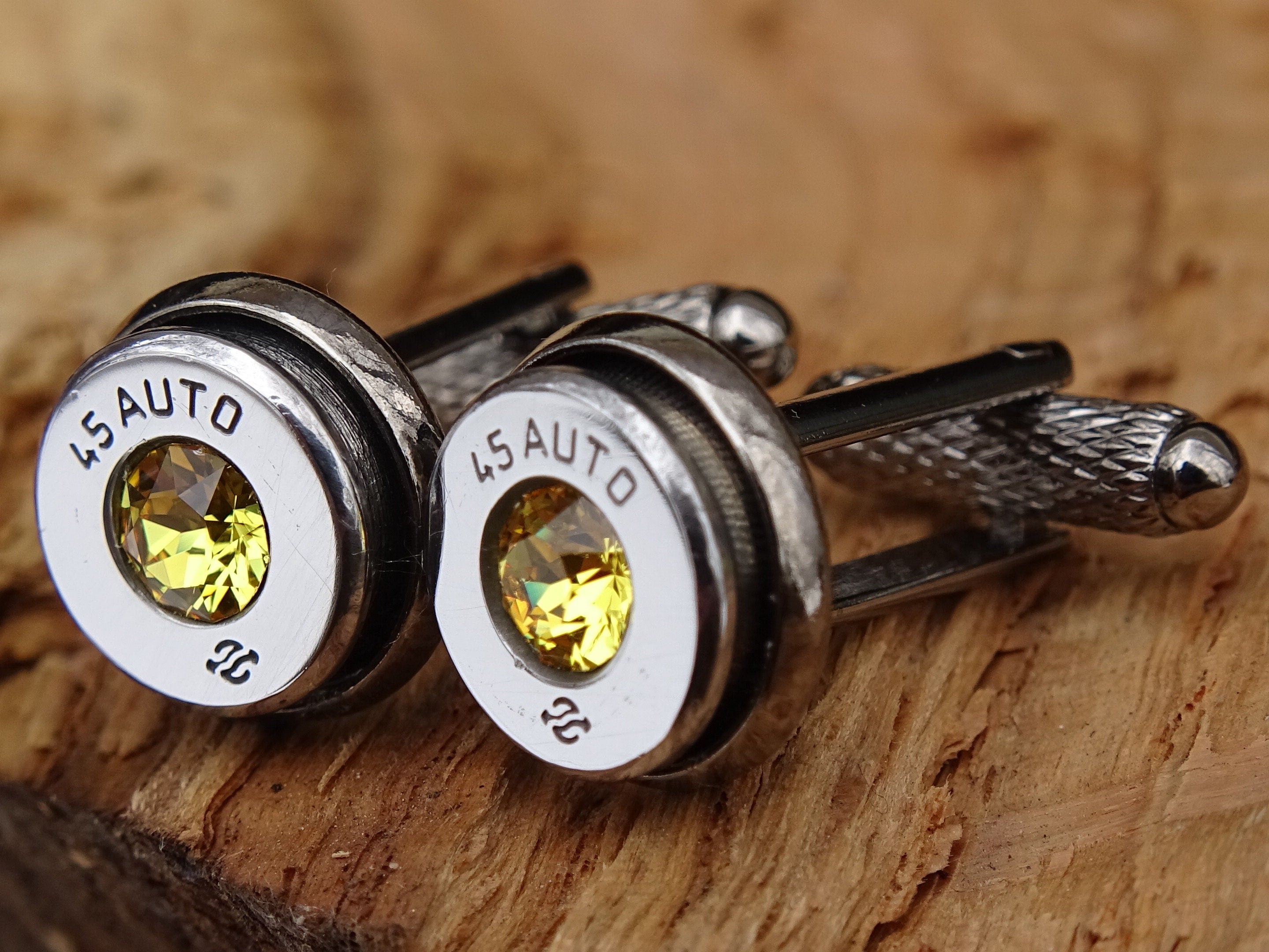 Bullet cufflinks high polished citrine __etsy:2821700443