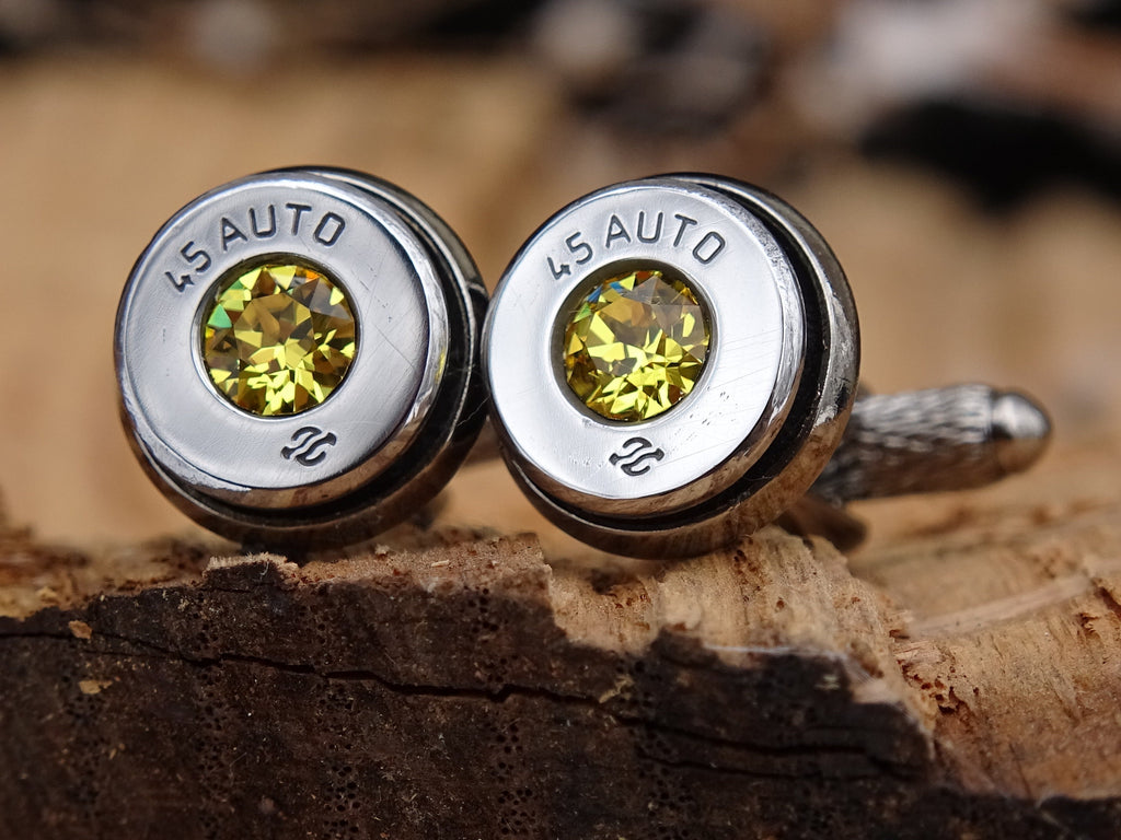 Bullet cufflinks high polished citrine __etsy:2821696637