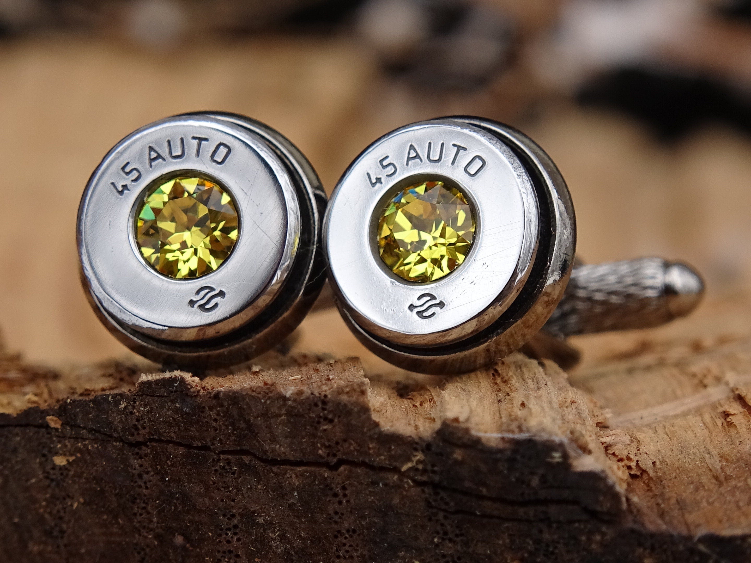 Bullet cufflinks high polished citrine __etsy:2821696637